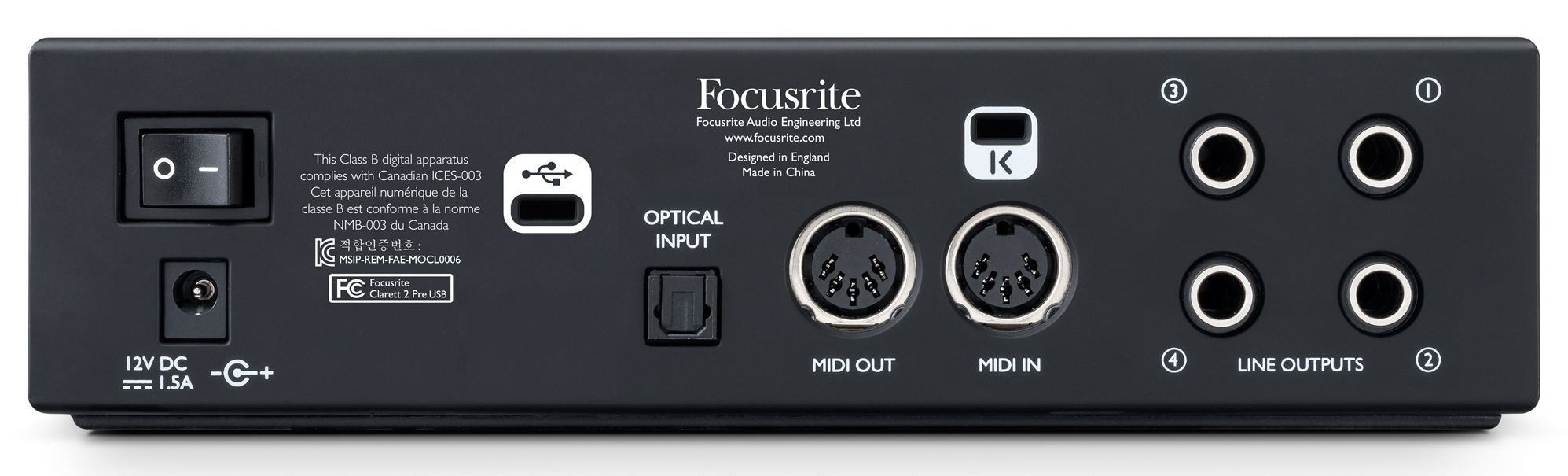 Аудиоинтерфейс Focusrite Clarett 2Pre USB, Черный - 7