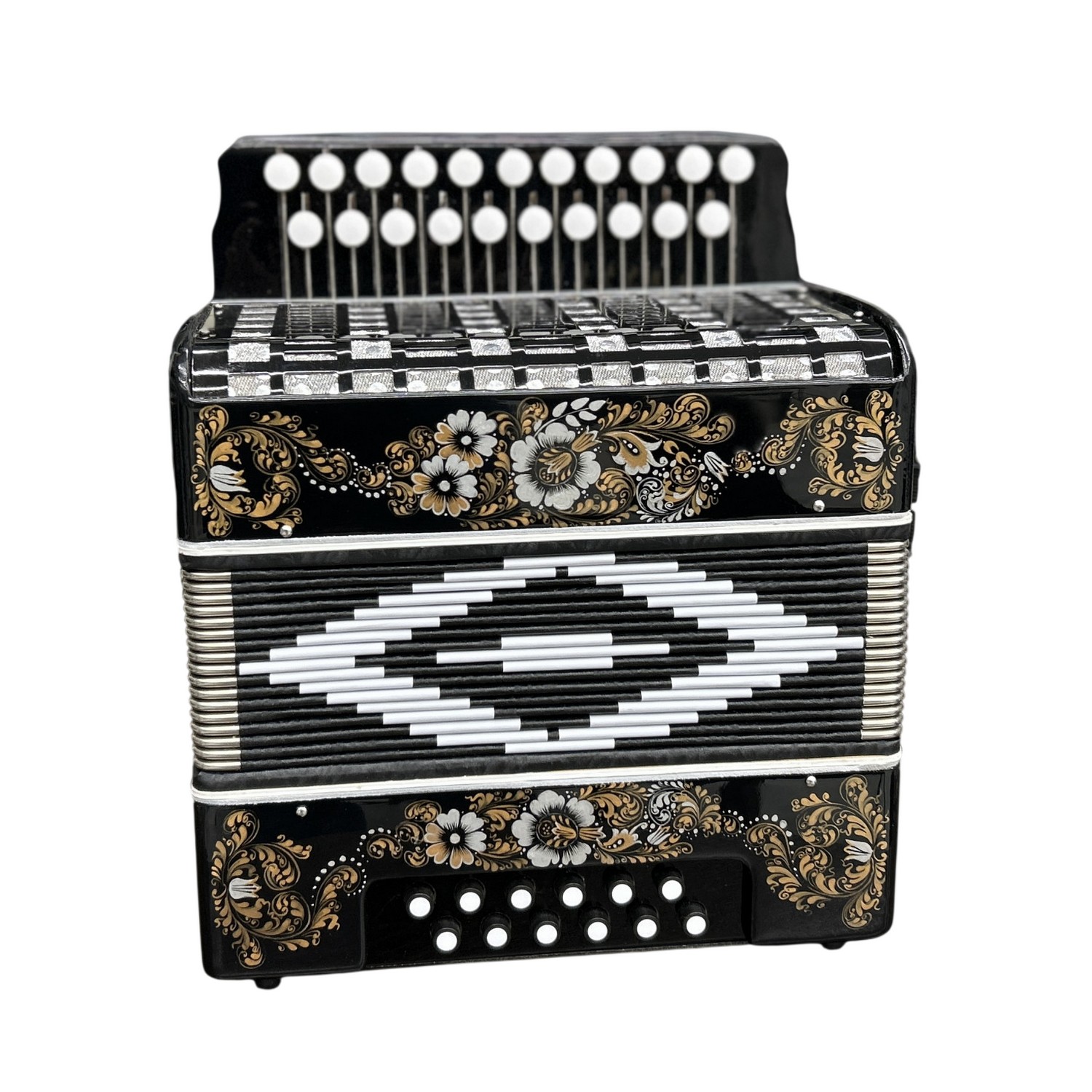S48/1XL-A-BLACK Гармонь «Чайка» 21х12, чёрный, Шуйская гармонь - 7
