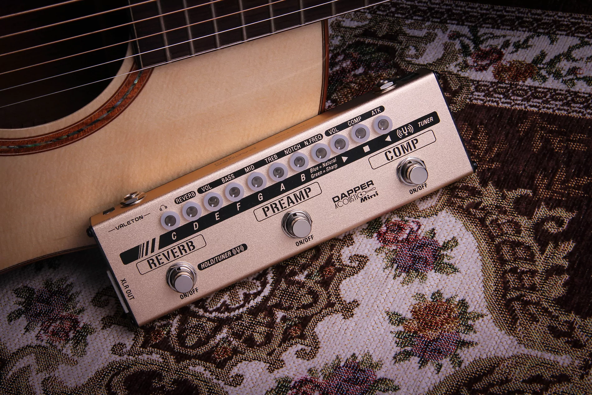Педаль эффектов для акустической гитары Valeton MES-4 Dapper Acoustic Mini - 34