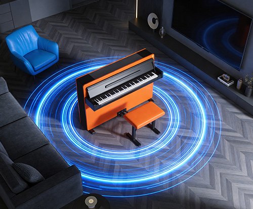 Гибридное цифровое пианино Pearl River Z9 Vivid Orange с банкеткой - 5