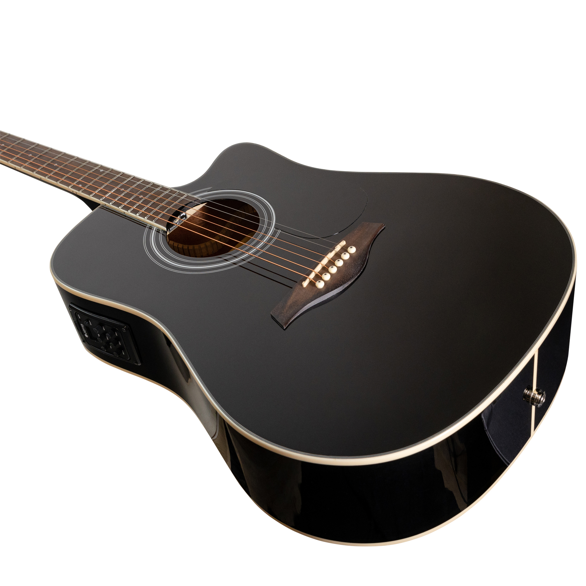 Акустическая гитара Rockdale Aurora D6 C Bk E Gloss, Черный - 15