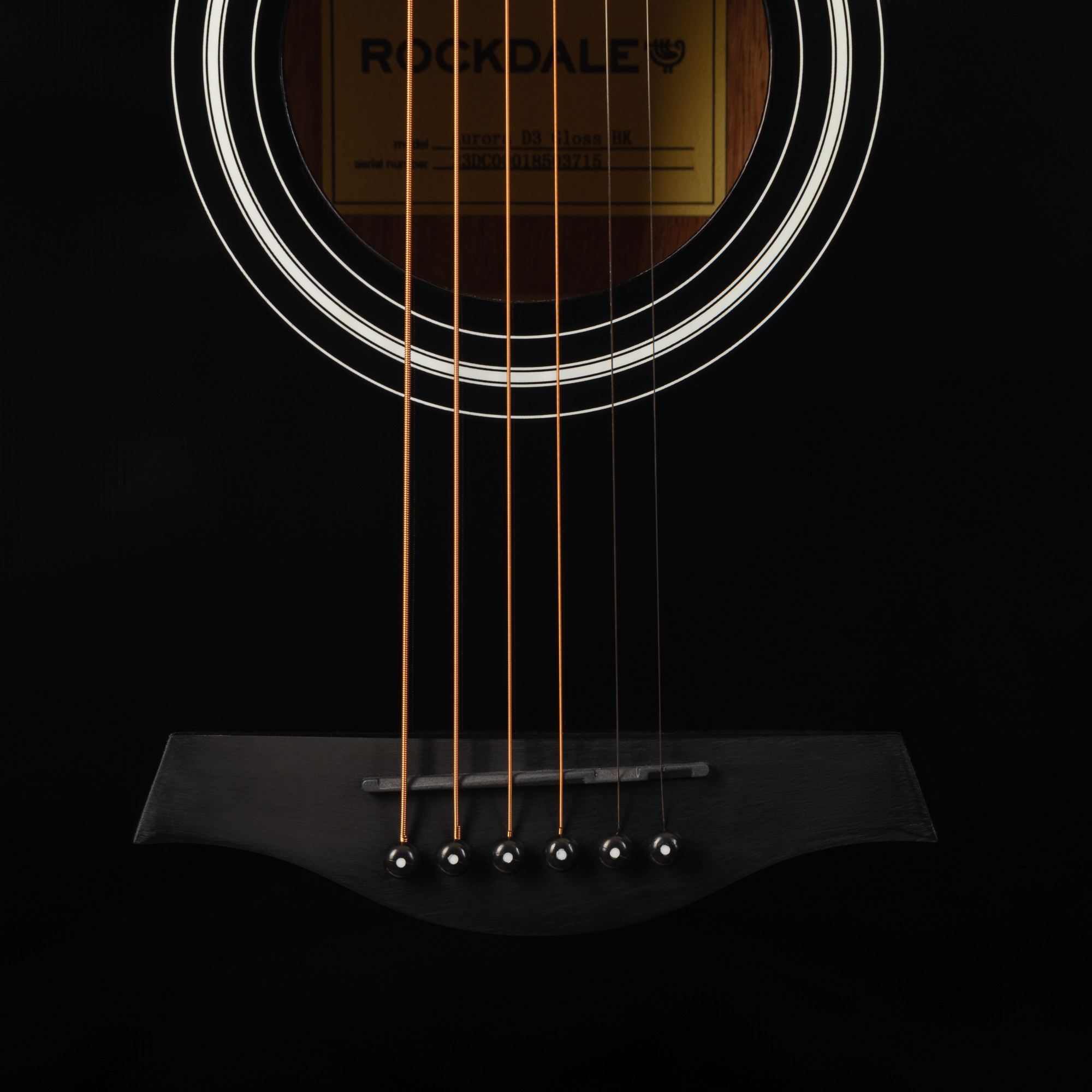 Акустическая гитара Rockdale Aurora D3 Bk Gloss, Черный - 16