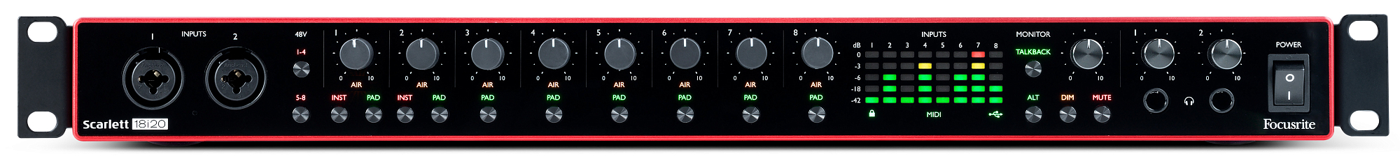 Аудиоинтерфейс Focusrite Scarlett 18i20 3rd Gen, Черный - 12