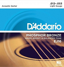 Струны D'Addario EJ16 Phosphor Bronze Light 12-53