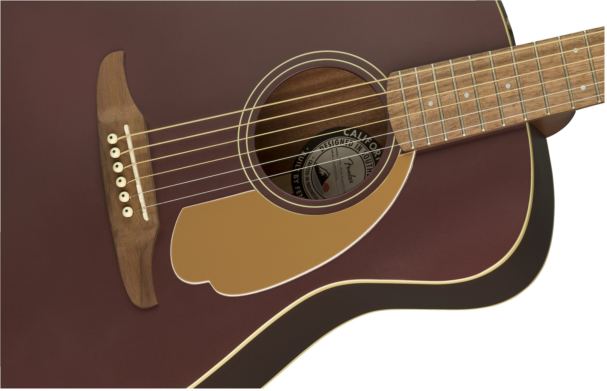 Акустическая гитара Fender Malibu Player Burgundy Satin, Бордовый - 11