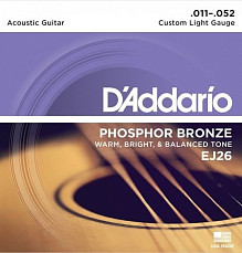 Струны D'Addario EJ26 Phosphor Bronze Custom Light 11-52