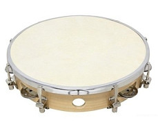 GEWA Tambourine 10 тамбурин, кожа, деревянное кадло, металлические бубенцы, настраиваемый